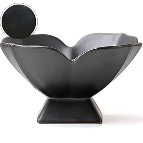 Kelendle Ceramic Footed Fruit Bowl Pedestal Bowl Home Decorative Dessert Serving Stand Snacks Tray Display Holder for Kitchen Counter Centerpiece Table Decor(Black) - Image 1