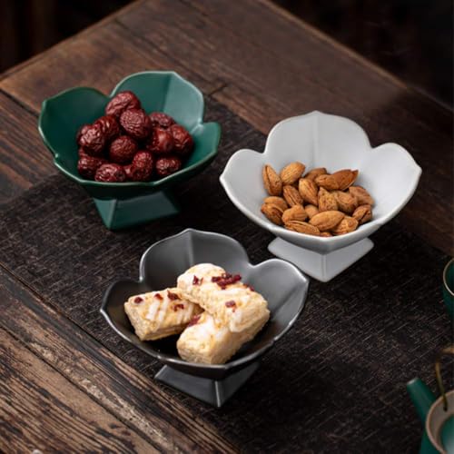 Kelendle Ceramic Footed Fruit Bowl Pedestal Bowl Home Decorative Dessert Serving Stand Snacks Tray Display Holder for Kitchen Counter Centerpiece Table Decor(Black) - Image 2