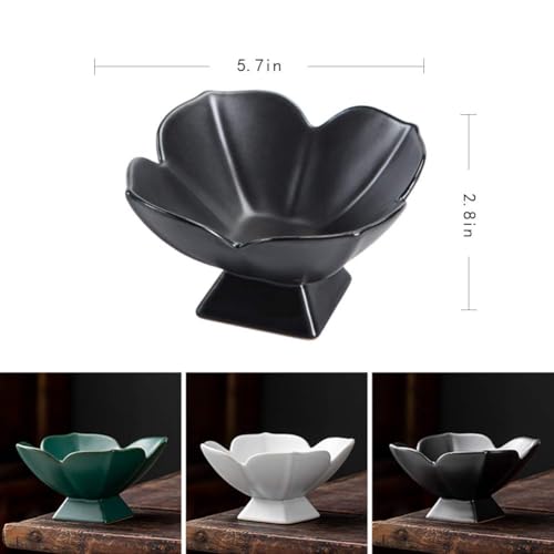 Kelendle Ceramic Footed Fruit Bowl Pedestal Bowl Home Decorative Dessert Serving Stand Snacks Tray Display Holder for Kitchen Counter Centerpiece Table Decor(Black) - Image 4