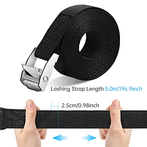 OneNine 2 Pack Lashing Straps with Buckles Adjustable, 16.4 ft Tie Down Straps -1 inch Heavy Duty Lashing Straps up to 800 lbs for Roof Rack, SUP, Kayak, Luggage, Motorcycle, Trailer - Image 2