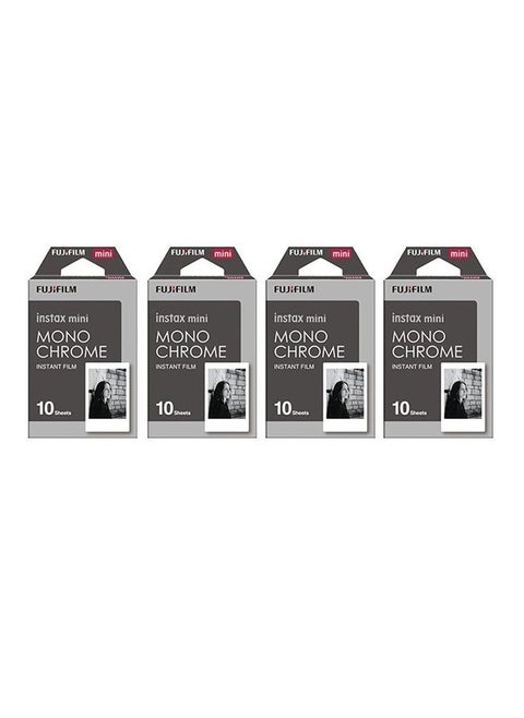 Instax Mini Instant Film Monochrome 4-Pack Bundle Set, Mono Chrome (10 x 4 = 40) # 337556 for Mini 90 8 70 7s 50s 25 300 Camera SP-1 Printer