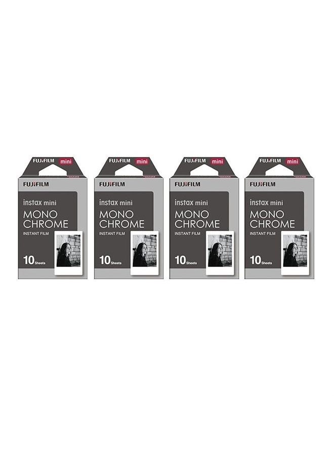 FUJIFILM Instax Mini Instant Film Monochrome 4-Pack Bundle Set, Mono Chrome (10 x 4 = 40) # 337556 for Mini 90 8 70 7s 50s 25 300 Camera SP-1 Printer  - Image 1
