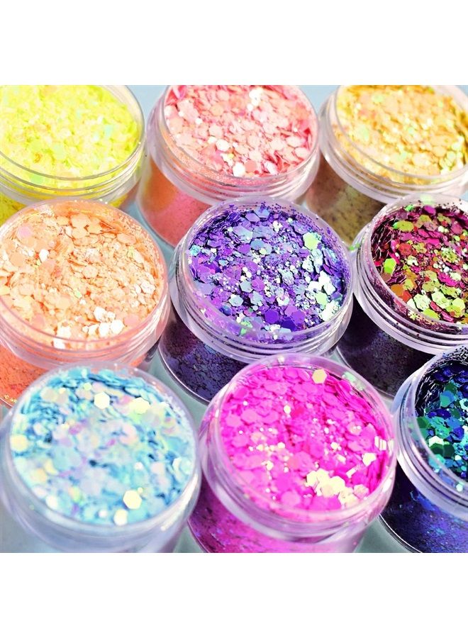 Wenida Body Glitter Wenida 9 Colors 190g Holographic Iridescent Cosmetic Festival Makeup Chunky Powder for Nail Hair Eye Face - Image 1
