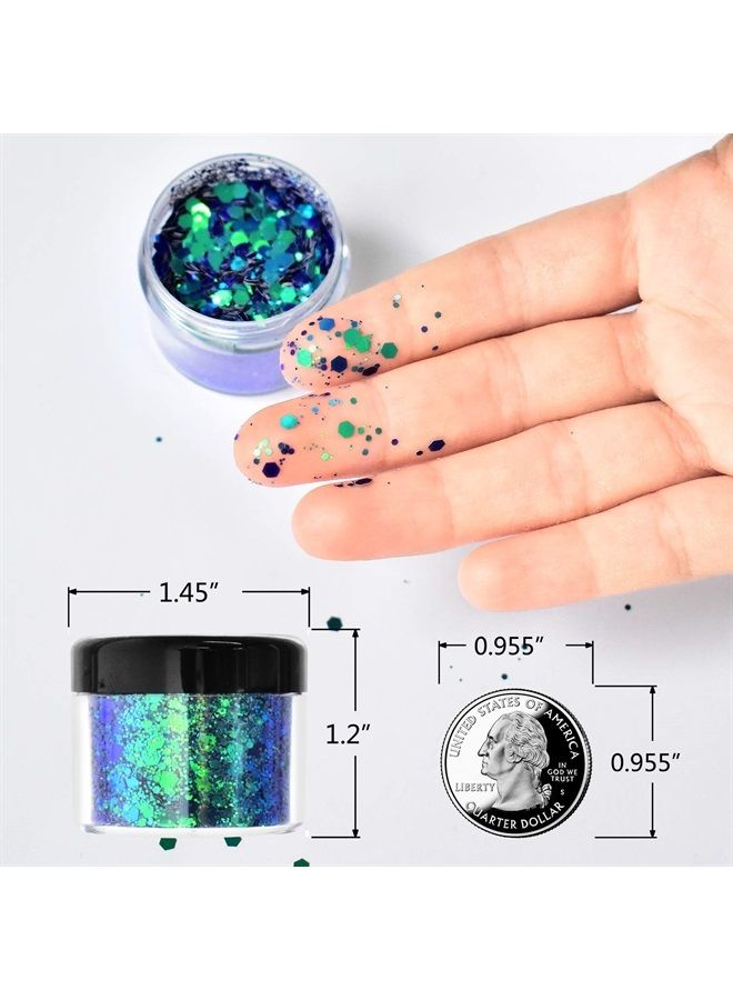 Wenida Body Glitter Wenida 9 Colors 190g Holographic Iridescent Cosmetic Festival Makeup Chunky Powder for Nail Hair Eye Face - Image 4