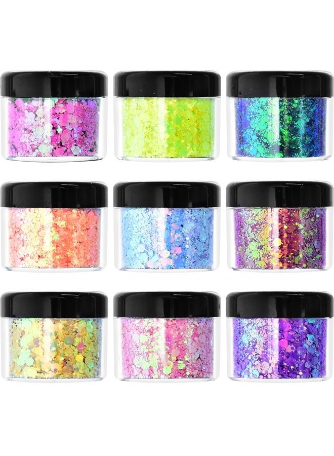 Wenida Body Glitter Wenida 9 Colors 190g Holographic Iridescent Cosmetic Festival Makeup Chunky Powder for Nail Hair Eye Face - Image 3