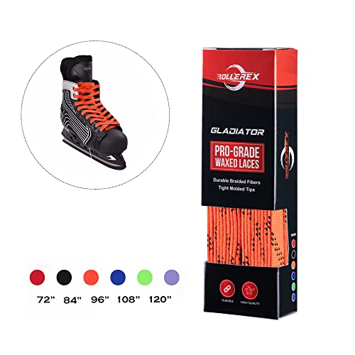 Rollerex Gladiator Waxed Hockey Skate Laces - Pro-Grade Durability & Water-Resistant - Ideal for Ice Hockey, Roller Hockey & Recreational Skating (Highlight Orange, 72") - Image 2