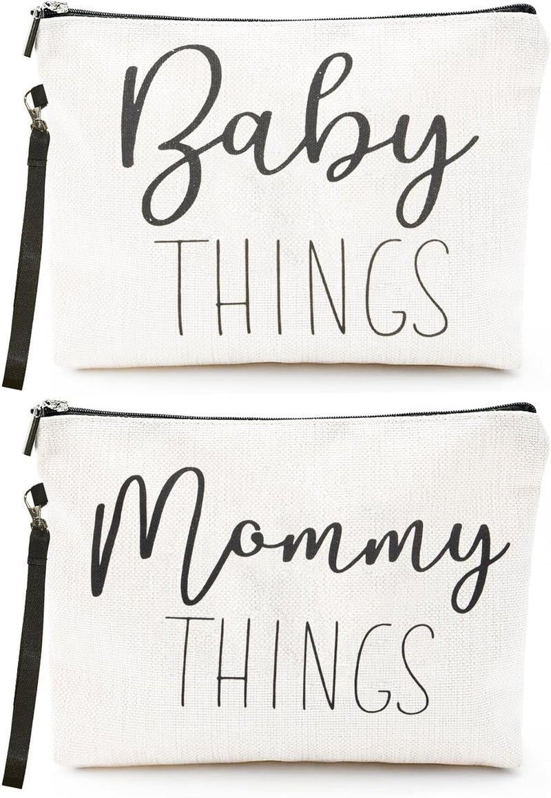 Ohmique Mommy  Baby Bag  Canvas Zipper Pouch Set New Mom Essentials Postpartum Travel Toiletry Bag for Baby 2 PCS - Image 1