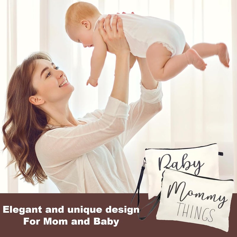 Ohmique Mommy  Baby Bag  Canvas Zipper Pouch Set New Mom Essentials Postpartum Travel Toiletry Bag for Baby 2 PCS - Image 4