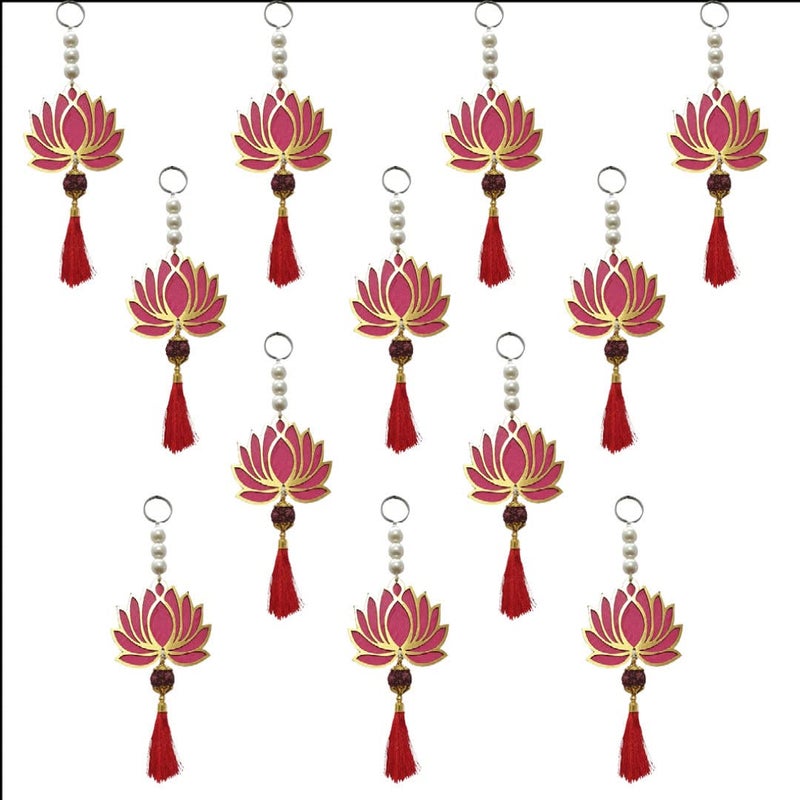 HEGIENES DECOR'S HEGIENES DECORS Lotus Floral Wall Hangings Temple Dcor Pack of 12 Home Office Pooja Room Decoration Item Elegant Auspicious Showpiece Hanging for Home Wedding Festival Dcor - Image 4