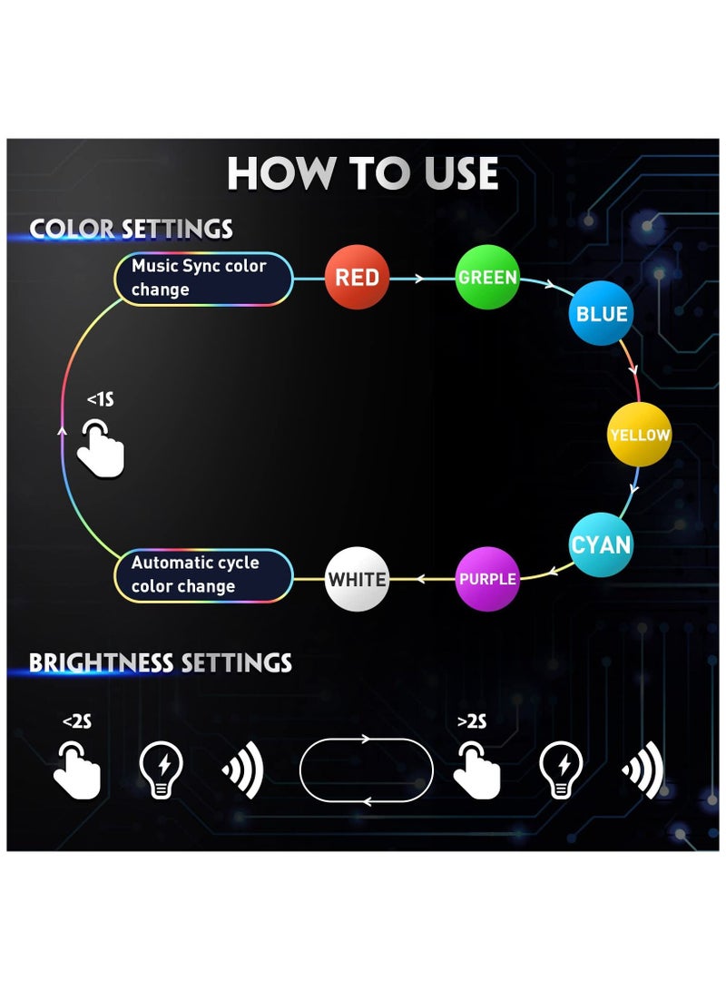 4 Pieces Mini USB LED Light, Car Atmosphere Light Interior Ambient Lighting Kit Universal Computer Wireless Decorative Lights, Adjustable Brightness, 7 Colors - Image 5