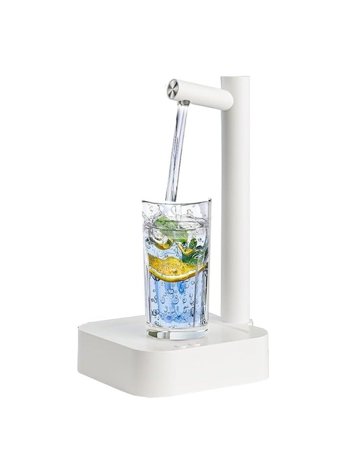 بروماس مضخة مياه مكتبية لموزع مياه سطح المكتب، موزع زجاجة مياه ذكي للطاولة مع 7 مستويات كمية، موزع مياه سطح المكتب لزجاجة سعة 1-5 جالون، شحن USB للمنزل والمكتب الخارجي (أبيض) - Image 1