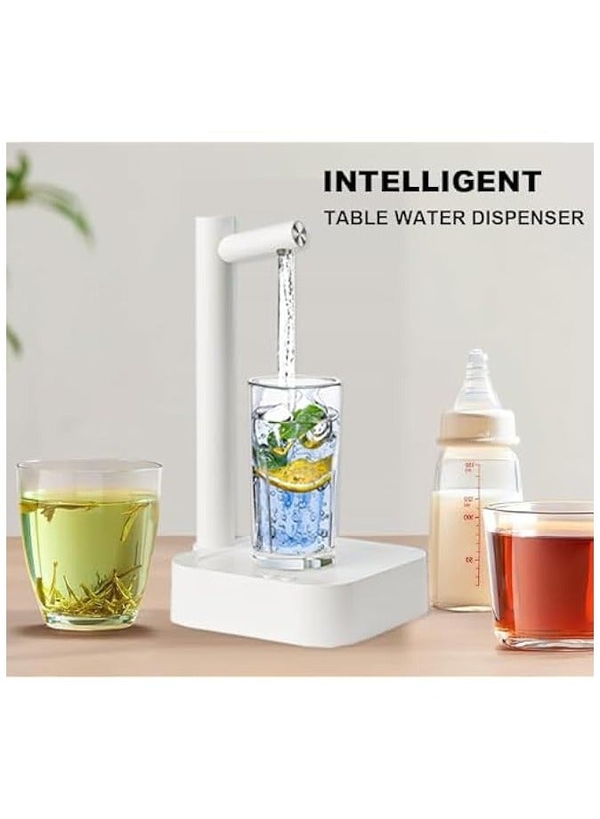 بروماس مضخة مياه مكتبية لموزع مياه سطح المكتب، موزع زجاجة مياه ذكي للطاولة مع 7 مستويات كمية، موزع مياه سطح المكتب لزجاجة سعة 1-5 جالون، شحن USB للمنزل والمكتب الخارجي (أبيض) - Image 3