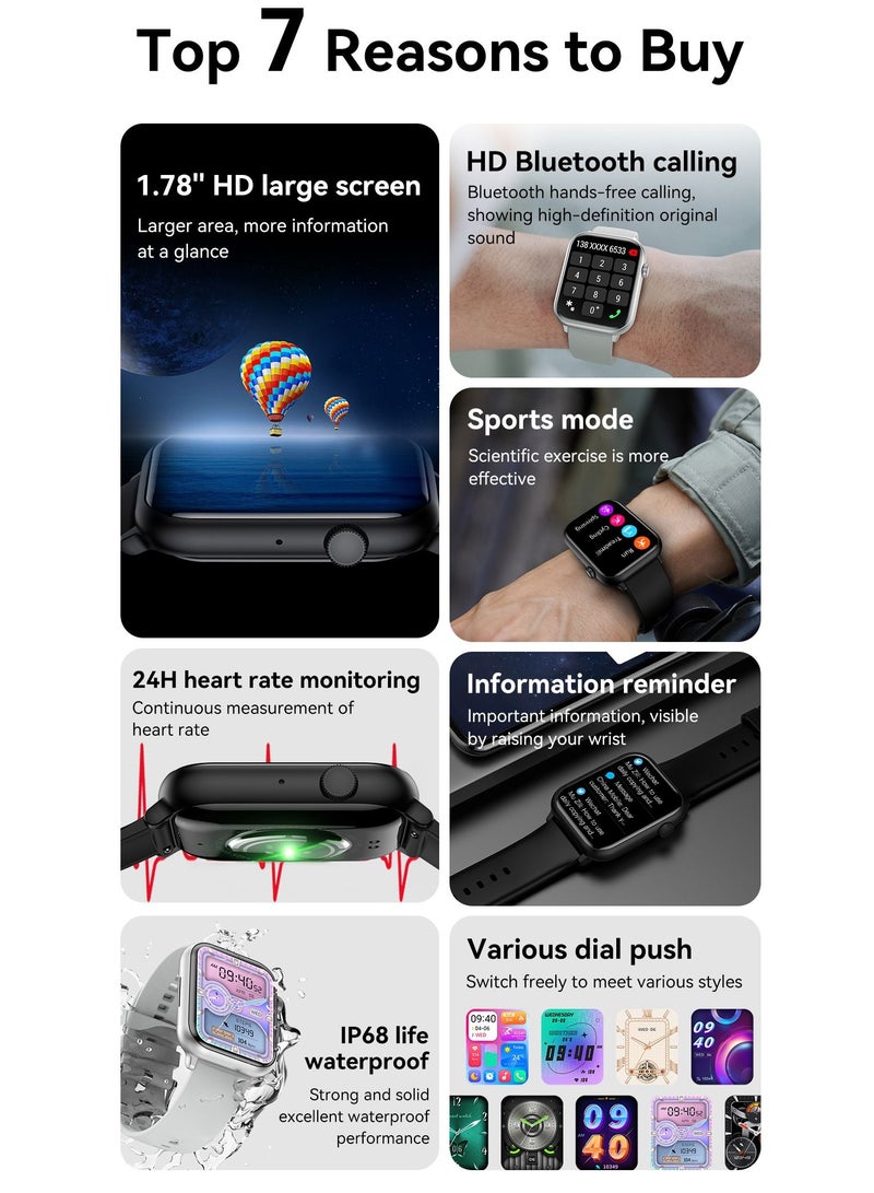 Smart Watch HK27 Amoled 1.78" HD Screen BT Call NFC AI Voice Assistant Health Monitoring Fitness Tracker Men Women Smartwatch - Image 2