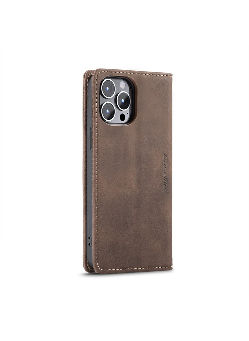 CaseMe iPhone 15 Pro Max/iPhone 15 Ultra Leather Case Wallet Flip Cover Card Slots Magnetic Closure Stand Phone Holder Function Fold Shockproof Protective Full Protection Anti-drop Anti-scratch Accessory  - Image 5