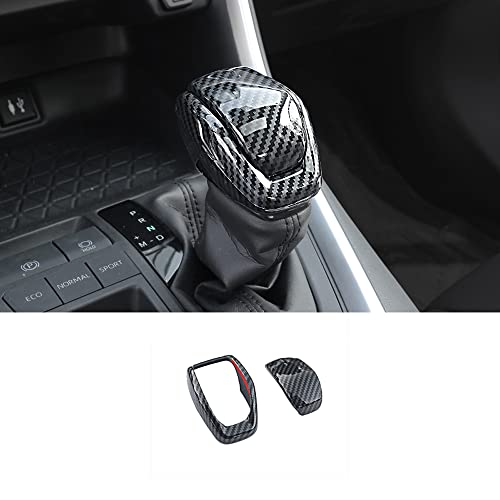 ERIDANUS Auto Accessories Fit for RAV4 2024 2023 2022 2021 2020 2019 Car Interior Gear Shift Knob Cover Trim Black Carbon Fiber Style ABS 2 PCS - Image 1