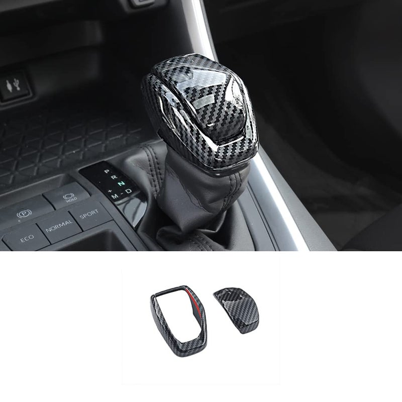 ERIDANUS Auto Accessories Fit for RAV4 2024 2023 2022 2021 2020 2019 Car Interior Gear Shift Knob Cover Trim Black Carbon Fiber Style ABS 2 PCS - Image 2