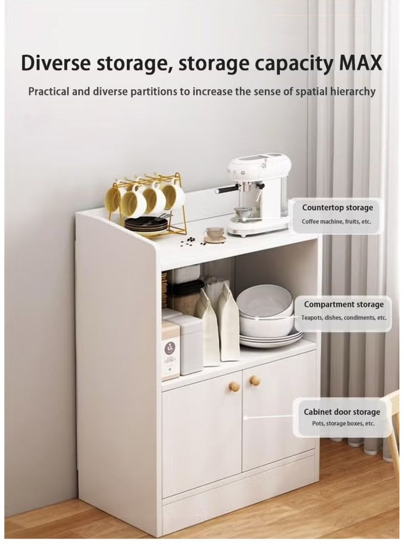 Generic Coffee Cabinet, Large-Capacity Wall-Mounted Coffee Table, Modern And Simple Home Coffee Corner, Suitable For Living Room, Office, Kitchen, Warm White Storage Cabinet 50X30X80 Cm  - Image 2
