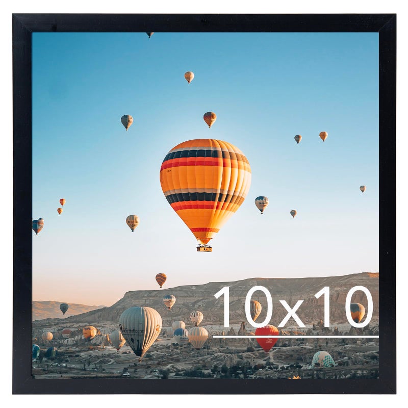 JCJMY 10x10 Picture Frame Black for Wall Hanging Wall Mounting Horizontally or Vertically 10 x 10 Square Wall Gallery Poster Photo Frame with Durable Shatter Resistant Plexiglass Black