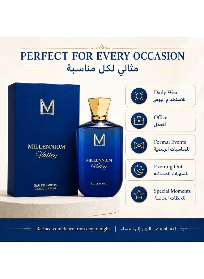 VM PERFUMES Millennium Valley Eau de Parfum for Men 100ml – Oud, Leather, Amber & Musk Scent with Herbal Rosemary Notes - Image 4