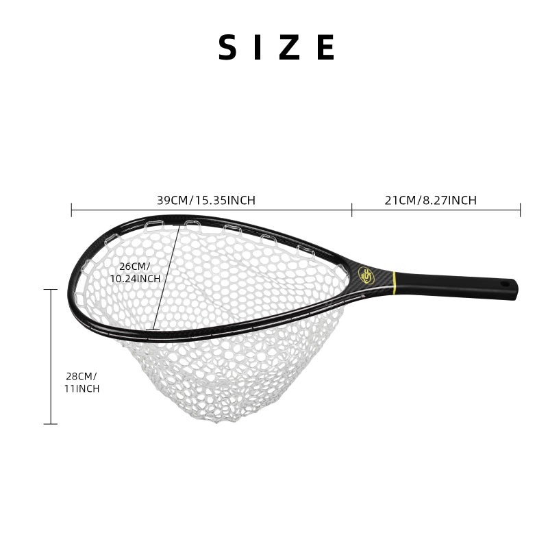 SF Fly Fishing Landing Soft Rubber Mesh Trout Catch and Release Net with Black Magnetic Net Release Combo Kit (Clear A Combo Small Holes) - Image 2
