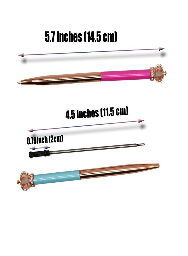 Lopenle 6 PCS Fashion Crown Pens - Luxury Metal Ballpoint Pens for Women, 1.0mm Black Ink, Elegant Twist Pen Set for Office, School, Party, Christmas & Birthday Gifts - Image 2
