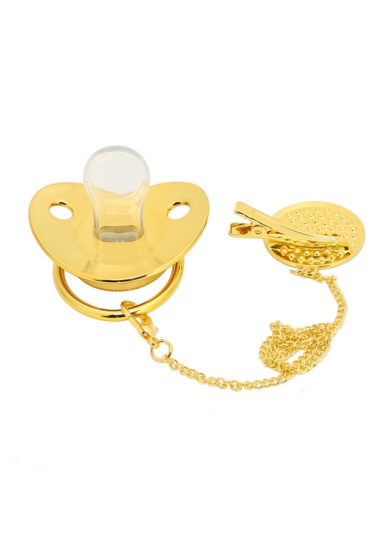 Excefore Baby Pacifier, baby girl newborn essentials, Personalized Curved Design 26 Letters Safe Materials Healthy Bling Baby Pacifier （Golden） - Image 1