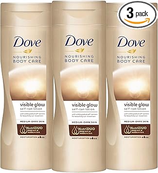 Dove 3 Pack Dove Visible Glow Self Tan Lotion Medium to Dark for Gradual Skin Tone 400ml - Image 1
