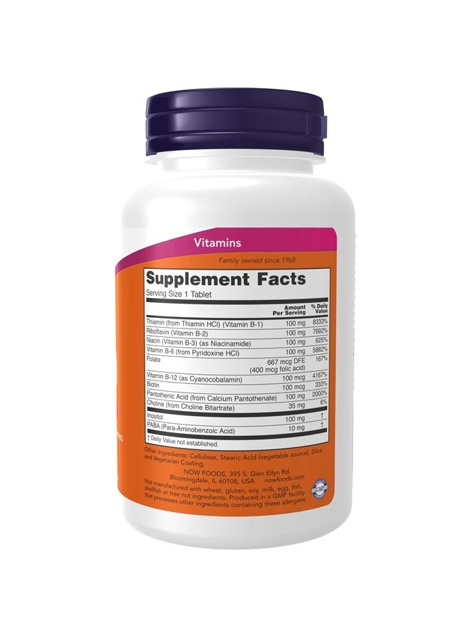 now Supplements, Vitamin B-100, Sustained Release, Energy Production*, Nervous System Health*, 100 Tablets - Image 2