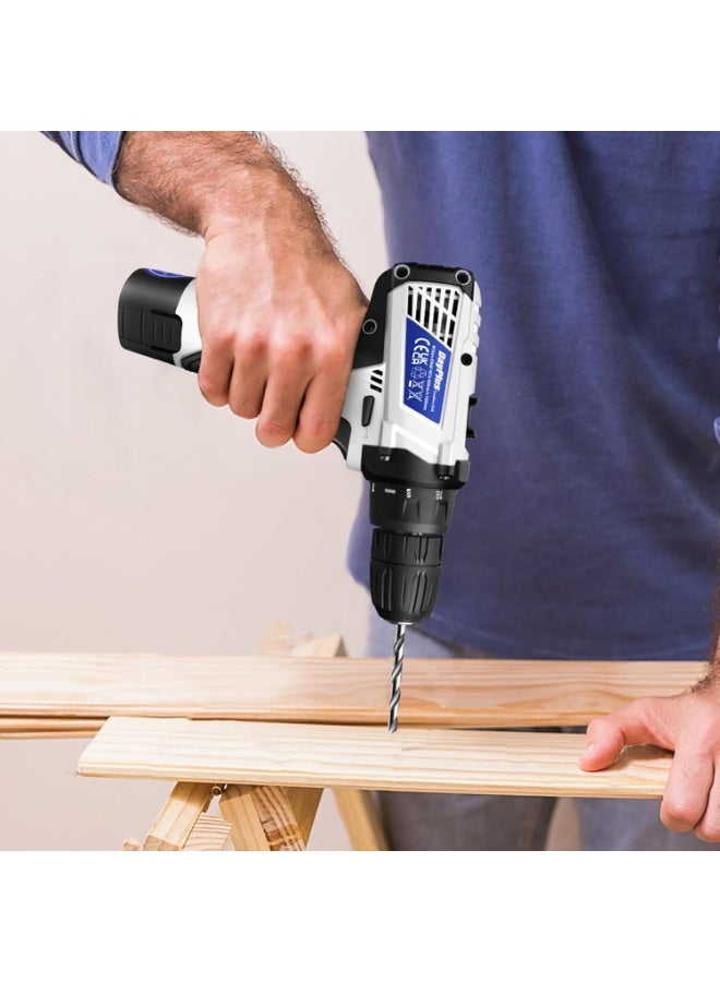 Cordless Power Drill, Handheld Screwdriver Drill Set with 2 Batteries & 23pcs Bits, 18+1 Torque Setting, 2-Speed Combi Drill, 3/8" Chuck Drill Driver Kit with Kitbox for Home DIY - Image 3