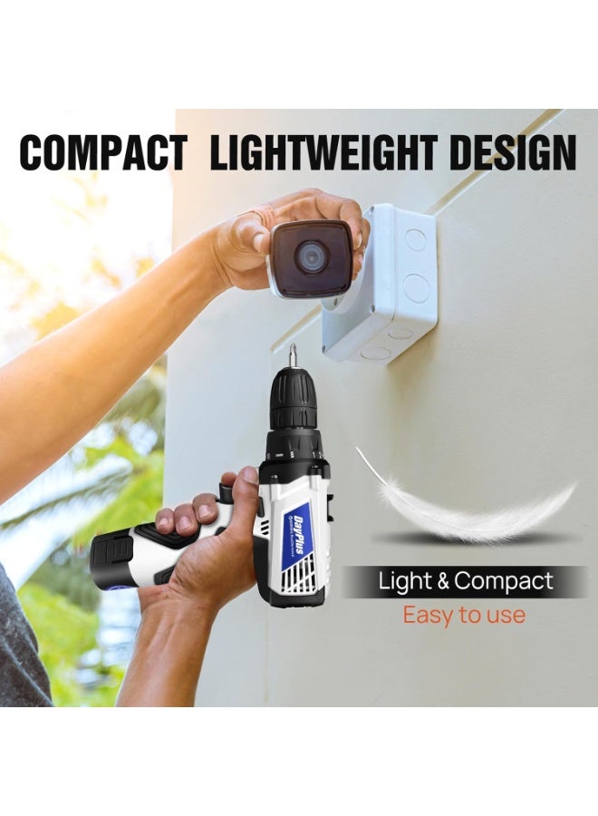 Cordless Power Drill, Handheld Screwdriver Drill Set with 2 Batteries & 23pcs Bits, 18+1 Torque Setting, 2-Speed Combi Drill, 3/8" Chuck Drill Driver Kit with Kitbox for Home DIY - Image 4