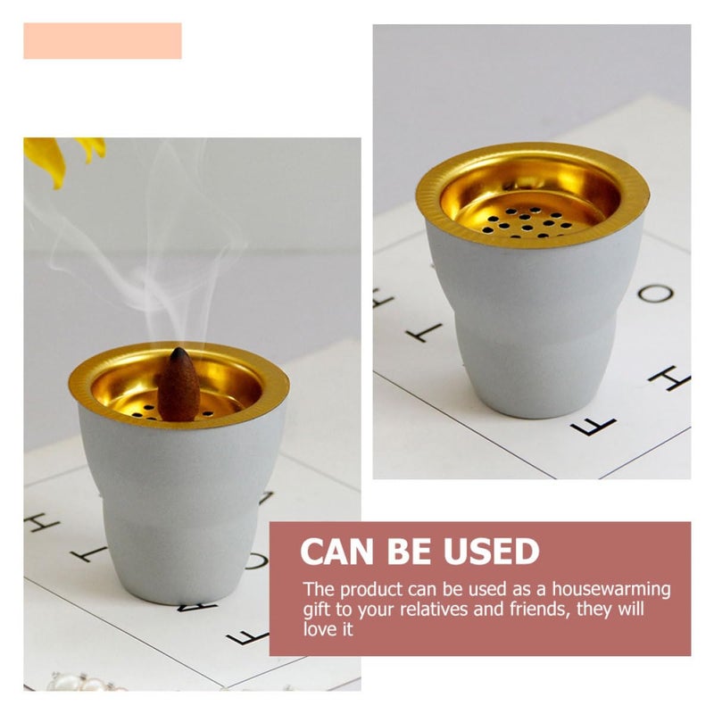 Gray Ceramic Handheld Incense Burner With Handle For Home Decor And Eid Celebration - Image 5