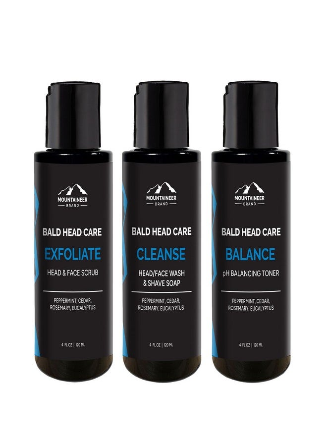 mountaineer brand - Mountaineer Brand Bald Head Care Gifts For Bald Men All Natural 3 Step Daily Skin Care For Healthy Scalp & Face Exfoliate Scrub Cleanse Wash Shine Away Ph Balance - Image 1