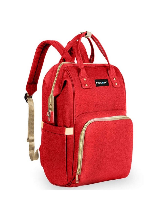 PACKNBUY Classic Diaper Bag for Mothers for Travel, Maternity Bag with Insulated Bottle Pockets, Water Resistant Baby Diaper Bag with Multiple Pockets for Newborn Baby Products (Red) - Image 1