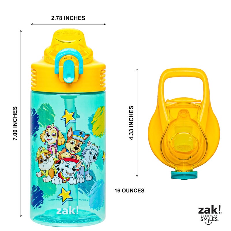 Zak Designs Sage PAW Patrol Water Bottle For School or Travel, 16oz Durable Plastic Water Bottle With Straw, Handle, and Leak-Proof, Pop-Up Spout Cover (Chase, Marshall, Skye, Rubble, Everest) - Image 5