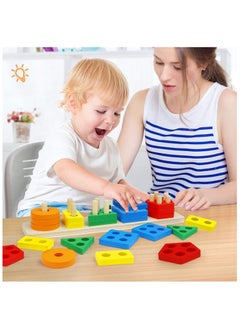 BJM 25-Piece Wooden Educational Shape Sorter Preschool Toddler Toy Game Set For Kids  - Image 2