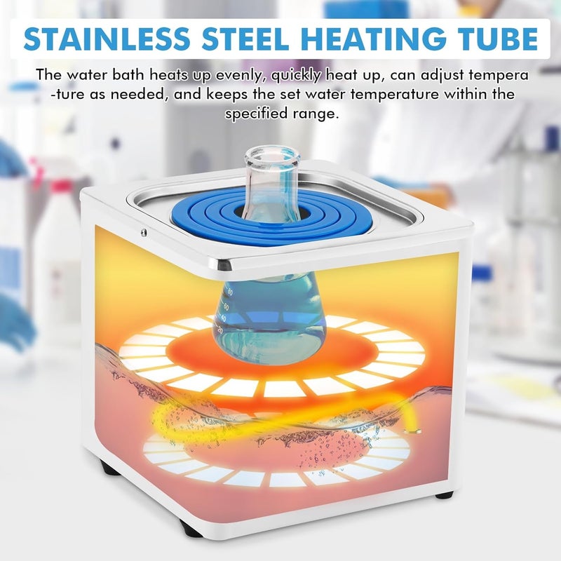 YUCHENGTECH Lab Water Baths 2.5L Digital Water Bath Heater Thermostatic Water Bath 300W with Selectable Openings for Lab Use Food Heating Chemical Biological Experiment (110V) - Image 3