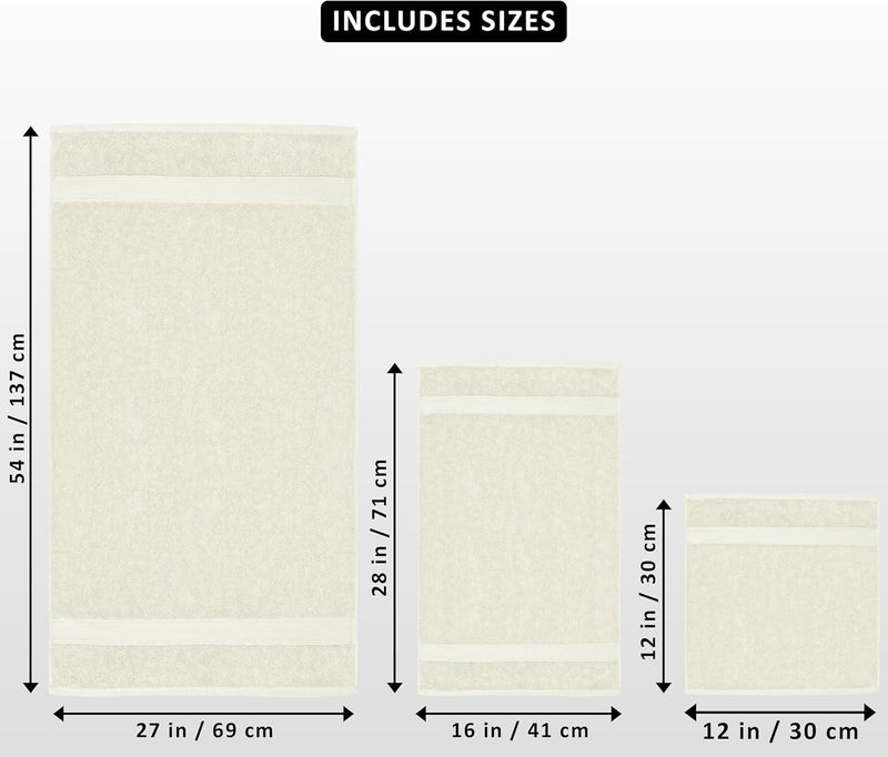 Utopia Towels 8-Piece Premium Towel Set, 2 Bath Towels, 2 Hand Towels, and 4 Wash Cloths, 600 GSM 100% Ring Spun Cotton Highly Absorbent Towels for Bathroom, Gym, Hotel, and Spa (Ivory) - Image 2