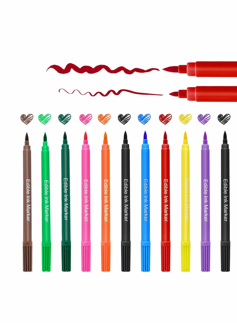 SYOSI - Food Coloring Markers 10Pcs Double Sided Edible Coloring Pens Food Grade Marker Decorator Pen with Fine&Thick Tip for Kids Drawing Painting Decorating Cookies, Cakes, Eggs - Image 1