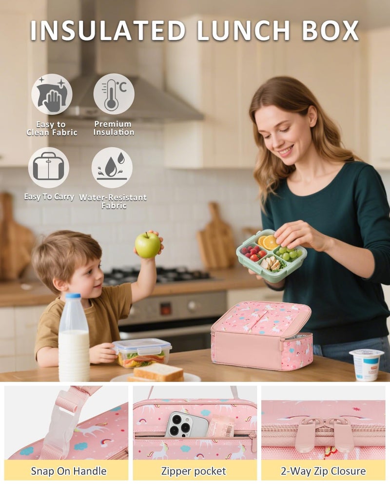 Capolo Insulated Lunch Box for Kids, Cute Thermal Lunch Bag for School, Reusable Lunch Tote for Boys and Girls, Durable Cooler Bag with Easy Grab Handle, Lightweight and Easy to Clean Meal Bag, Unicorn - Image 5