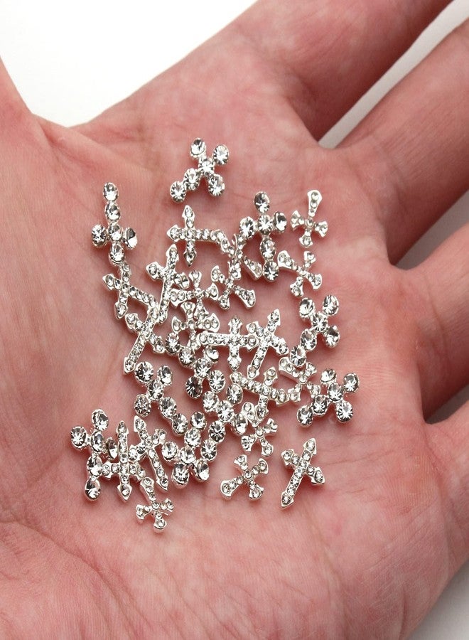 SILPECWEE 30pcs 3 style Cross Nail Charms 3D Cross Charms for Nails Silver Nail Jewels Nail Art Charms Flat-back Nail Rhinestone Crystal Diamond Nail Art Decoration Nails Accessories - Image 5