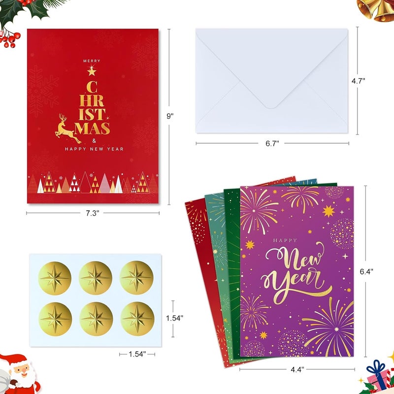 FLYAB Happy New Year Cards - Boxed Happy Holidays Cards with Envelopes New Year Gifts Set for Business and Personal Seasons Greetings - Image 4