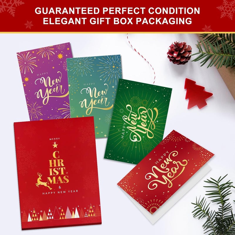 FLYAB Happy New Year Cards - Boxed Happy Holidays Cards with Envelopes New Year Gifts Set for Business and Personal Seasons Greetings - Image 3