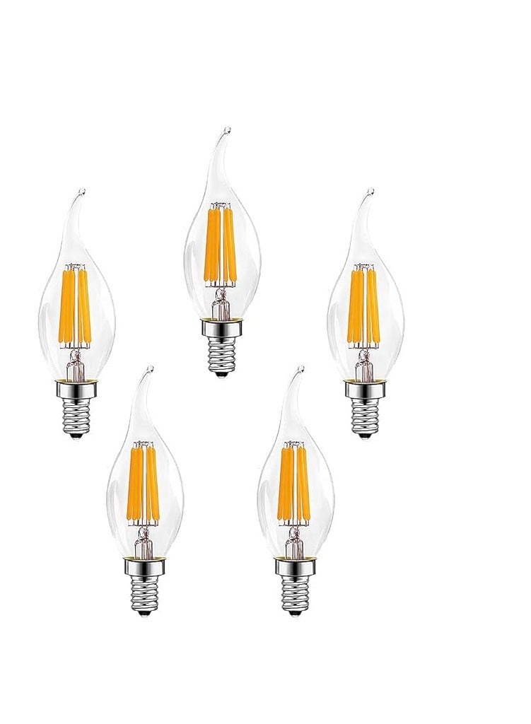 5 قطع E14 6 وات لمبات LED قابلة للتعتيم (ما 4 وات لمبة هالوجين) أبيض دافئ مصباح شمعة كلاسيكي لمبة موفرة للطاقة