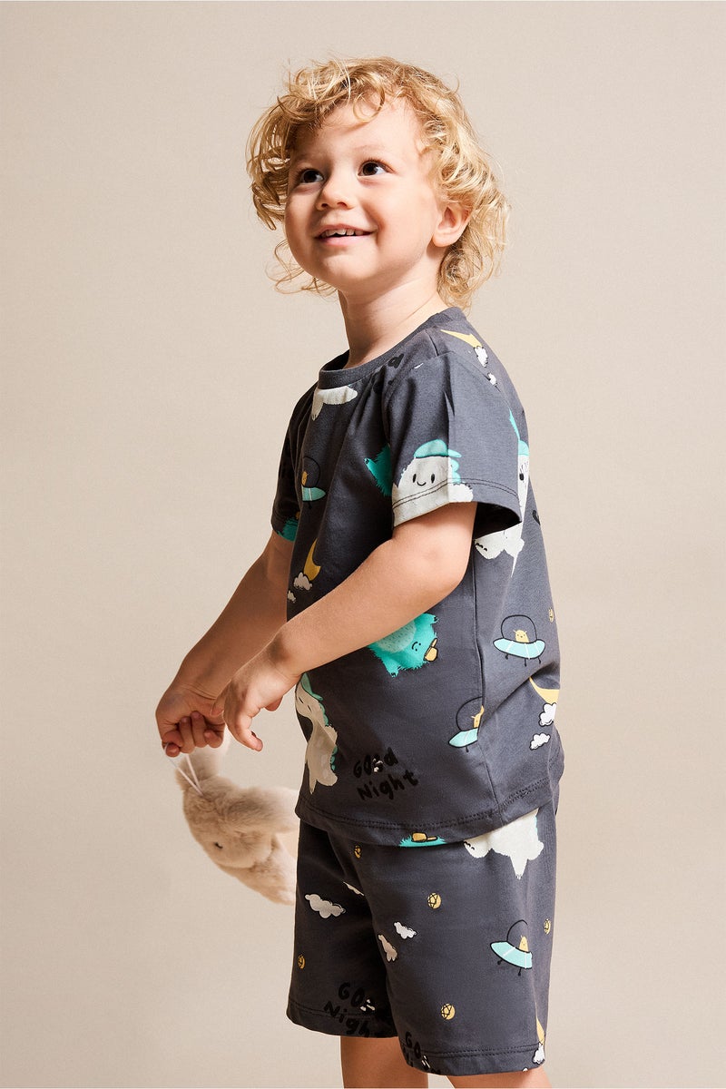 DeFacto Grey BabyBoy Baby Boy 100% Cotton Patterned 2 Piece Pajama Set Casual - Image 2