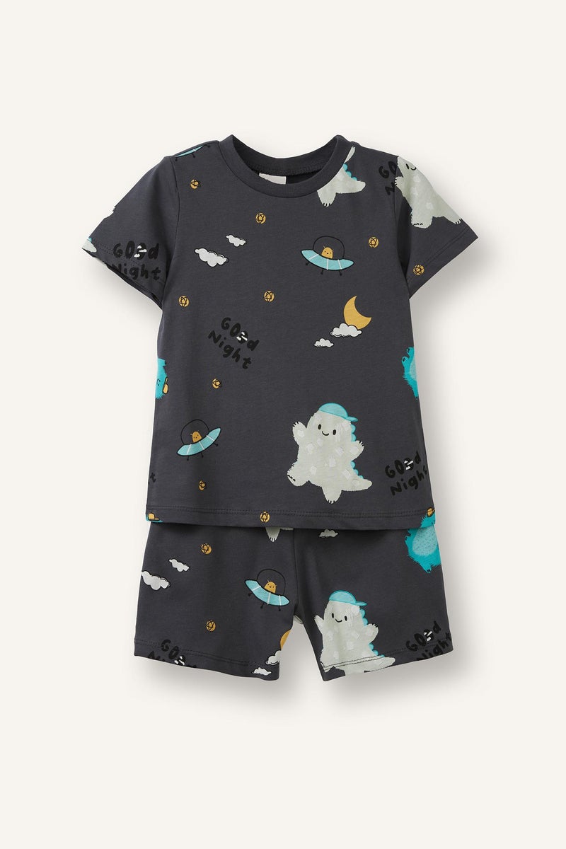 DeFacto Grey BabyBoy Baby Boy 100% Cotton Patterned 2 Piece Pajama Set Casual - Image 4
