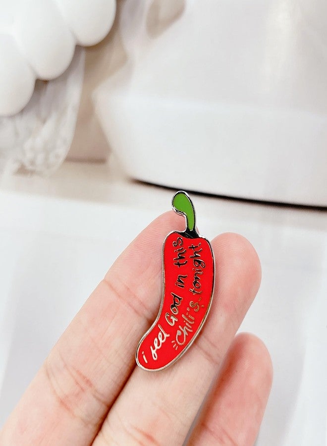 Cykdohy Red Chili Pepper Enamel Brooch for Women Men Funny I Feel God in This Chili's Tonight Words Pam Office TV Show Badge Brooches Pins Novelty Vegetable Food Lapel Pin Backpacks Clothes Bags Jackets Hat - Image 5