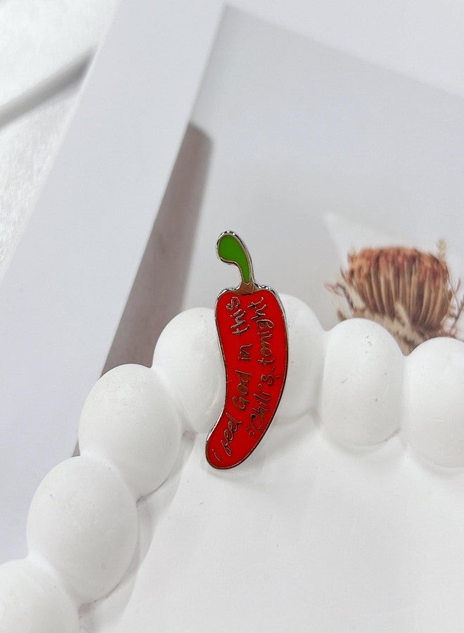 Cykdohy Red Chili Pepper Enamel Brooch for Women Men Funny I Feel God in This Chili's Tonight Words Pam Office TV Show Badge Brooches Pins Novelty Vegetable Food Lapel Pin Backpacks Clothes Bags Jackets Hat - Image 4
