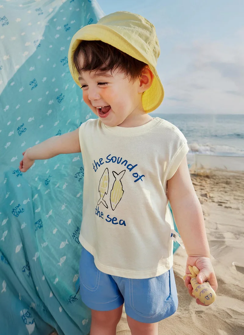 mini bala Boys Toddler Sea - themed Fish - Printed Crew Neck Sleeveless Vest Soft Breathable Lightweight Comfortable Summer New Style Casual Daily Wear Baby Boy's Fashion Vest
