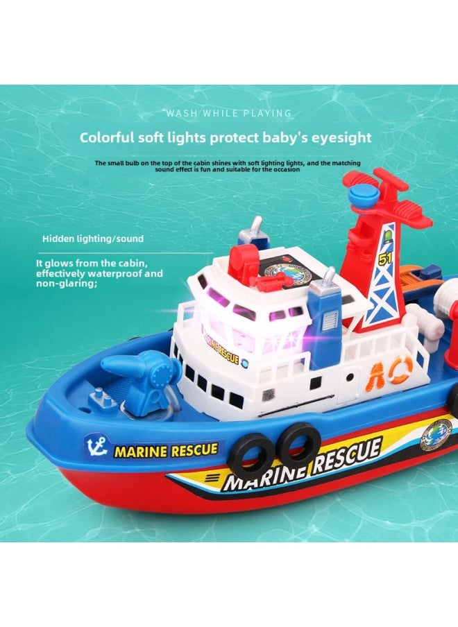 Generic - Water-spraying Electric Fireboat Ship Model With Music And Light Children's Bathing Toy Boat-Color:Battery Version [with Light And No Music] Comes With Battery + Screwdriver-Specifications:Fire Boat - Image 1