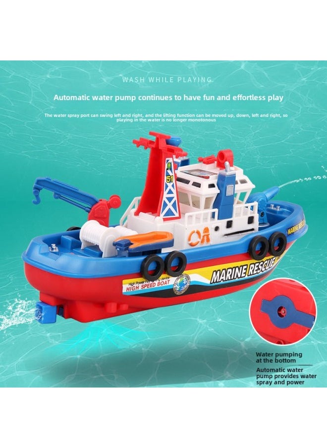 Generic - Water-spraying Electric Fireboat Ship Model With Music And Light Children's Bathing Toy Boat-Color:Battery Version [with Light And No Music] Comes With Battery + Screwdriver-Specifications:Fire Boat - Image 1